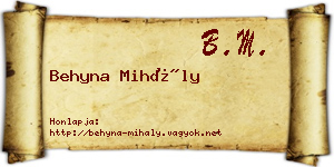 Behyna Mihály névjegykártya